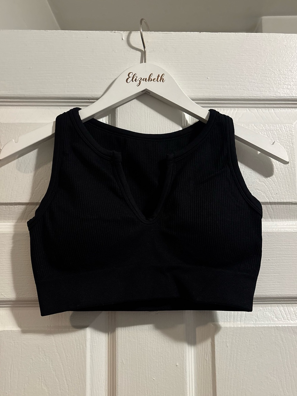 Black Ribbed sports bra Crop Top